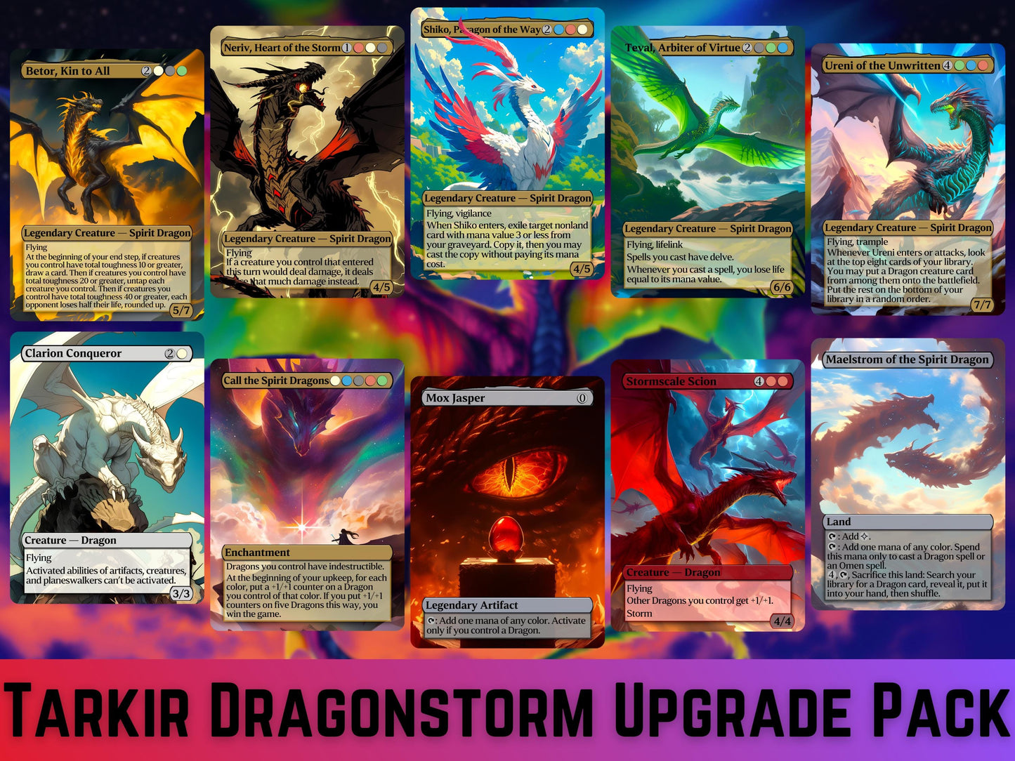 Dragon Tribal Commander Deck - Proxy - 4 Possible Commanders - 5 Colors - Tokens Included - Dragonstorm Upgrade Bundle - 110 card EDH Deck