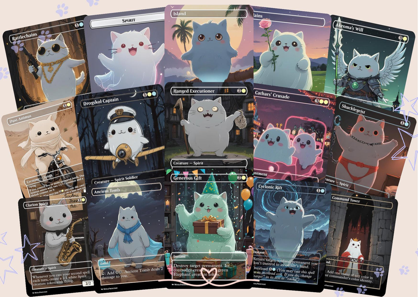 Millicent Spirit Tribal Proxy Commander Deck, 100 Cards + 6 Free Tokens | Cute Custom Full Art | MuraProxyArt