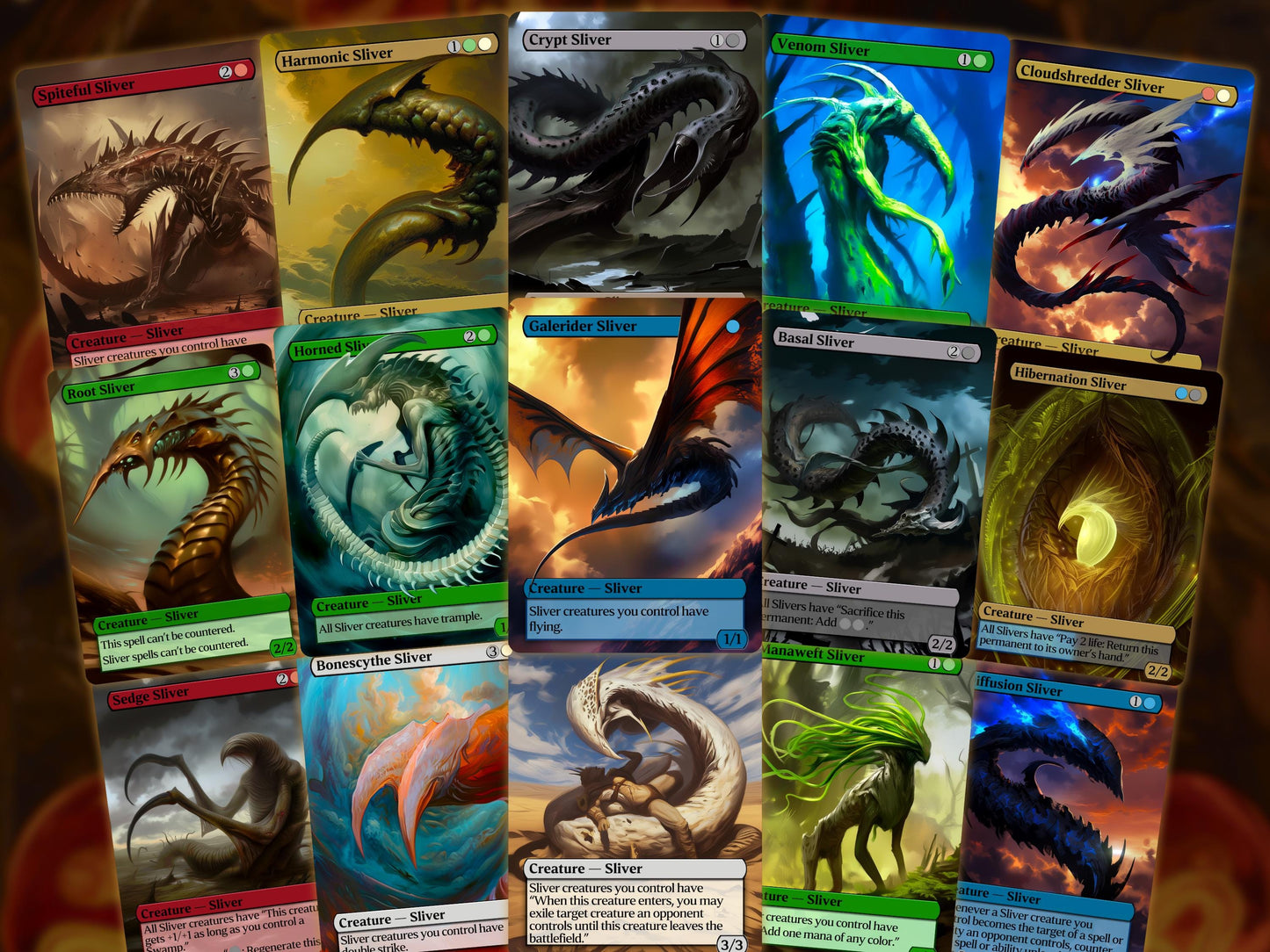 The First Sliver Custom Commander Deck - Proxy - Perfect Magic Gift - Tokens Included - Sliver Tribal Deck - Premium 110 card EDH Deck