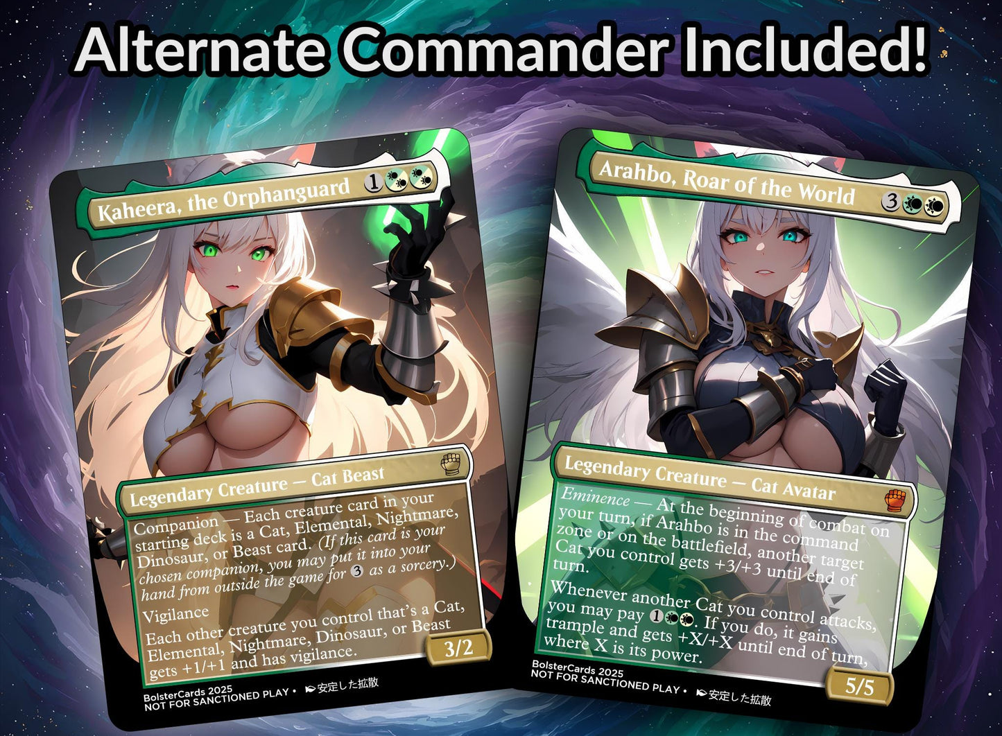 Arahbo, Roar of the World Anime Style Waifu Tribal Commander Deck Special Edition Custom Proxy Deck Art For EDH High Quality Cards 108 Cards