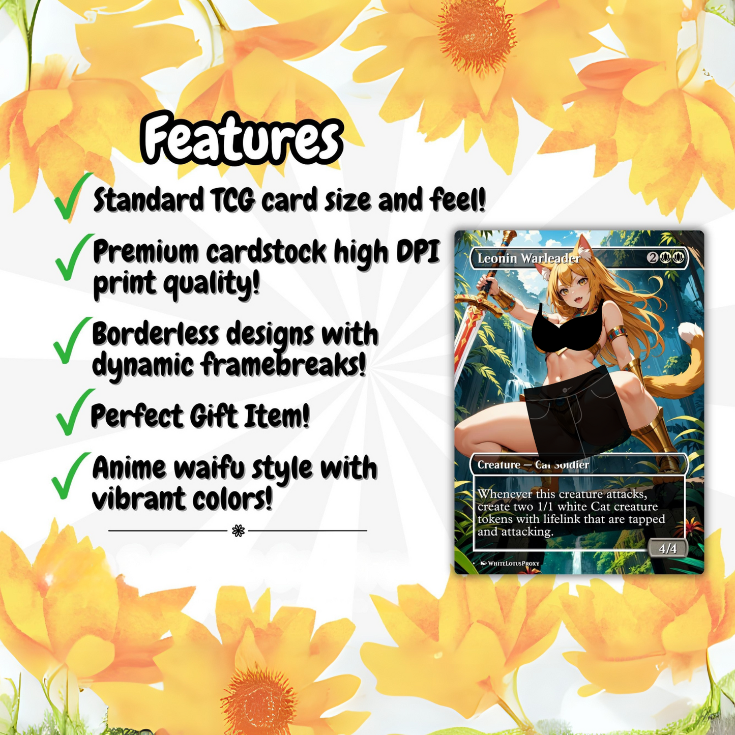 Cat Girl Tribal Anime Waifu Proxy Commander Deck Custom Proxy EDH High Quality Cards