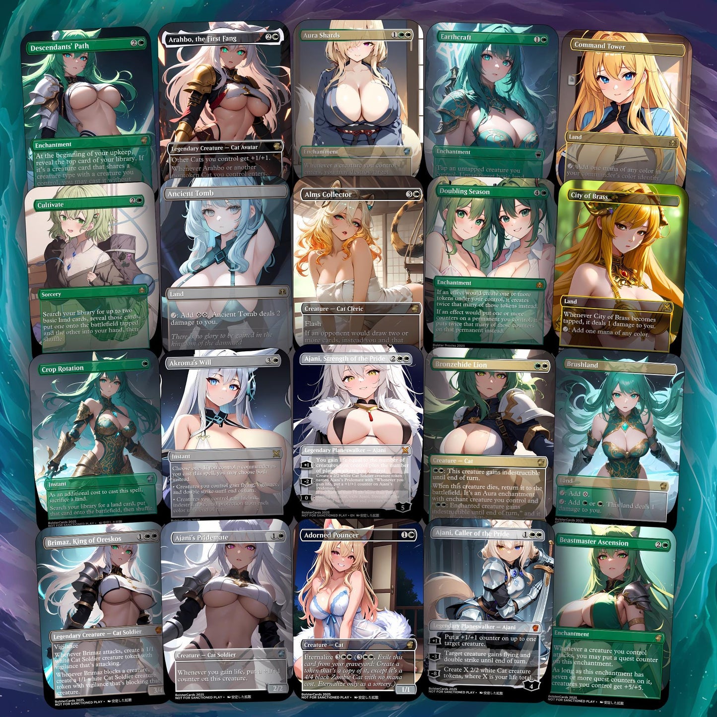 Arahbo, Roar of the World Anime Style Waifu Tribal Commander Deck Special Edition Custom Proxy Deck Art For EDH High Quality Cards 108 Cards