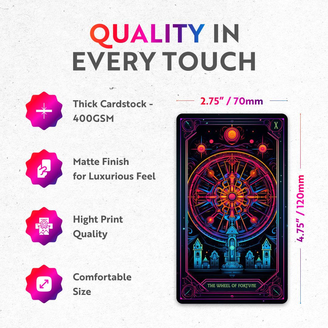 Neon Tarot Cards, 78 Tarot Cards, Original Tarot Cards for Beginners and Experts with Guide Book and Foil Edges, Fortune Telling Game