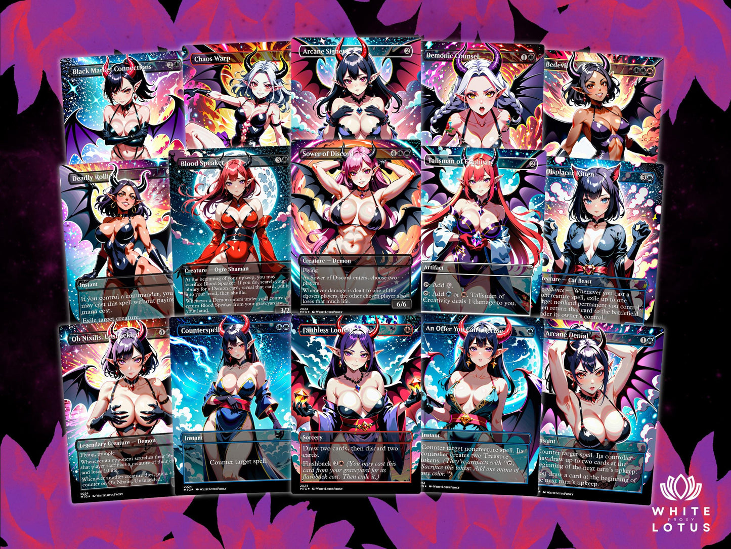 Demon Tribal Anime Style Waifu Proxy Commander Deck Special Edition Custom MTG EDH Deck English High Quality Cards