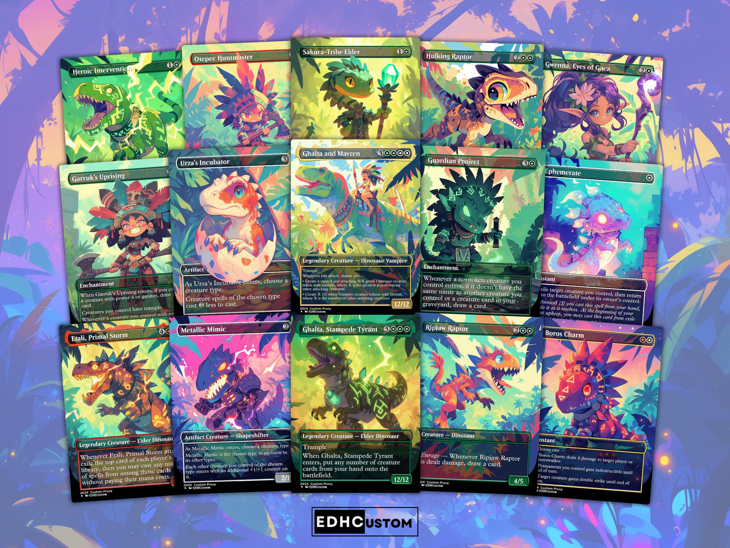 Dinosaur Proxy Deck Pantlaza 100 Cards + Sideboard + Tokens | Premium Quality Custom MTG Proxies for EDH Commander