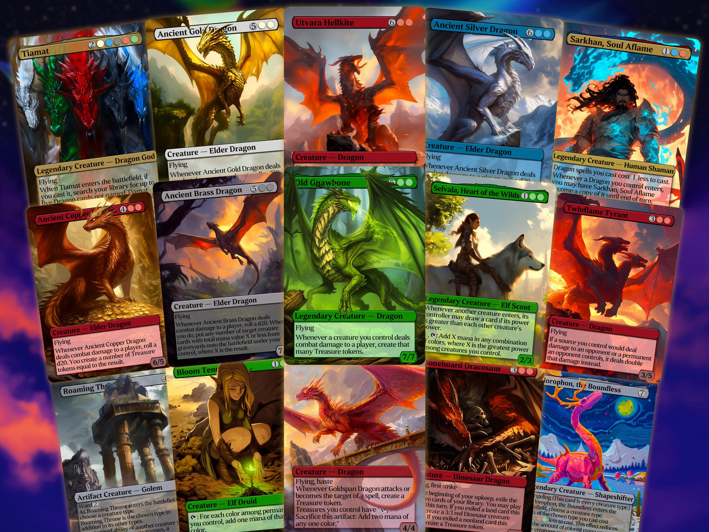 Dragon Tribal Commander Deck - Proxy - 4 Possible Commanders - 5 Colors - Tokens Included - Dragonstorm Upgrade Bundle - 110 card EDH Deck