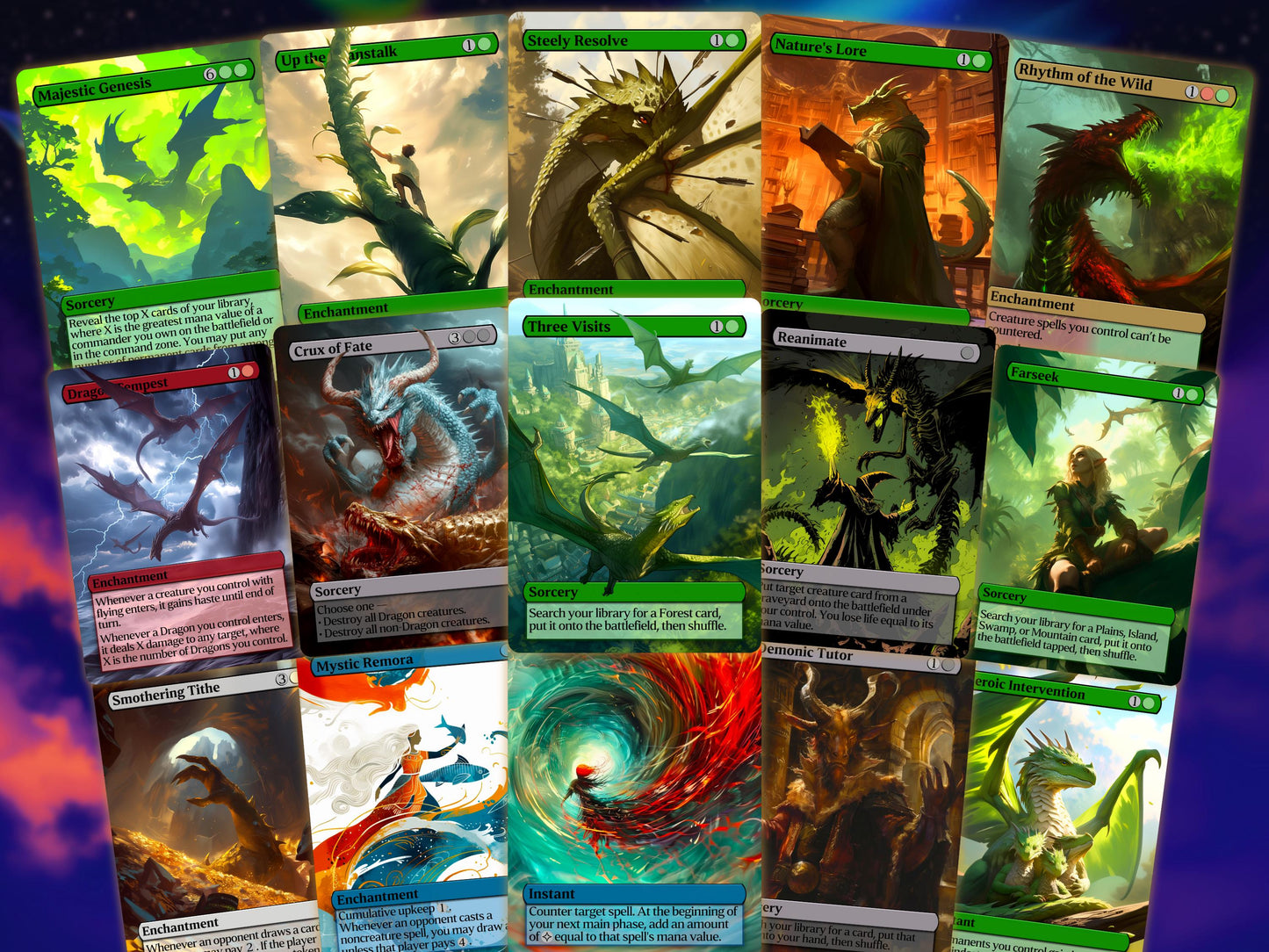 Dragon Tribal Commander Deck - Proxy - 4 Possible Commanders - 5 Colors - Tokens Included - Dragonstorm Upgrade Bundle - 110 card EDH Deck