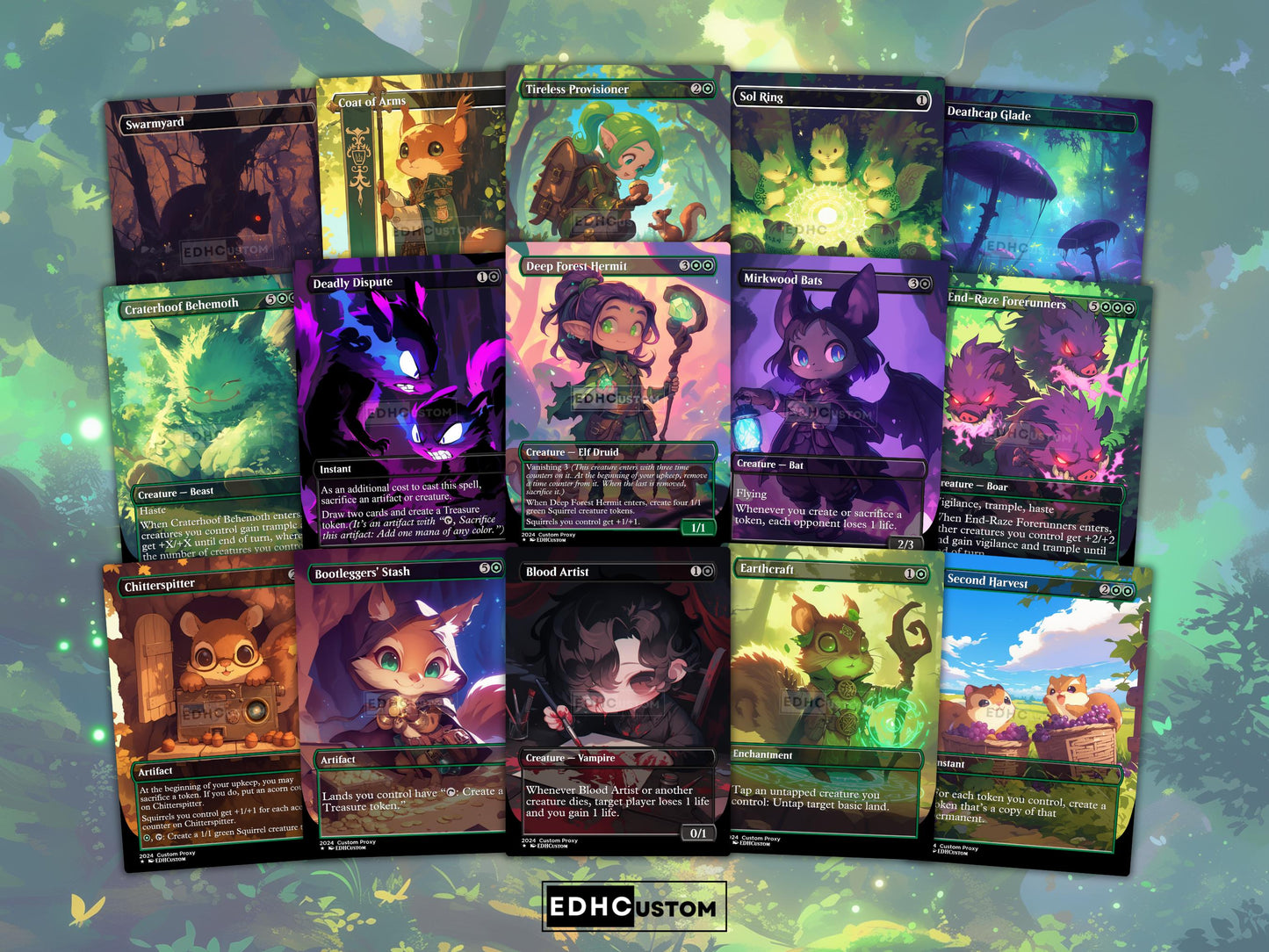 Squirrel Proxy Deck Chatterfang Combo 100 Cards + Sideboard + Tokens | Premium Quality Custom MTG Proxies for EDH Commander
