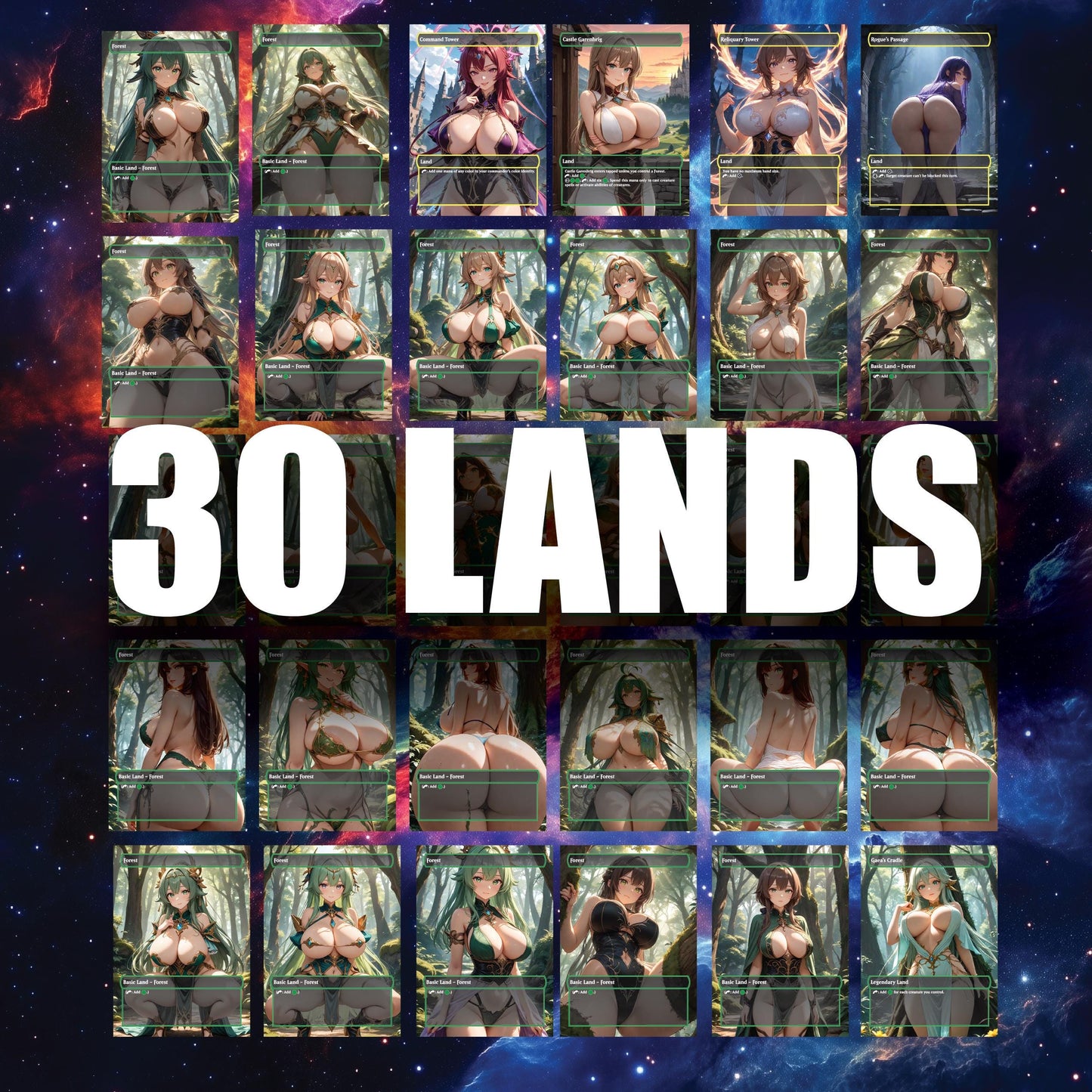 Mono Green Waifu Wonderland – Custom Proxy MTG Commander Deck | Bristly Bill. Spiky, Sassy, Landfall Commander