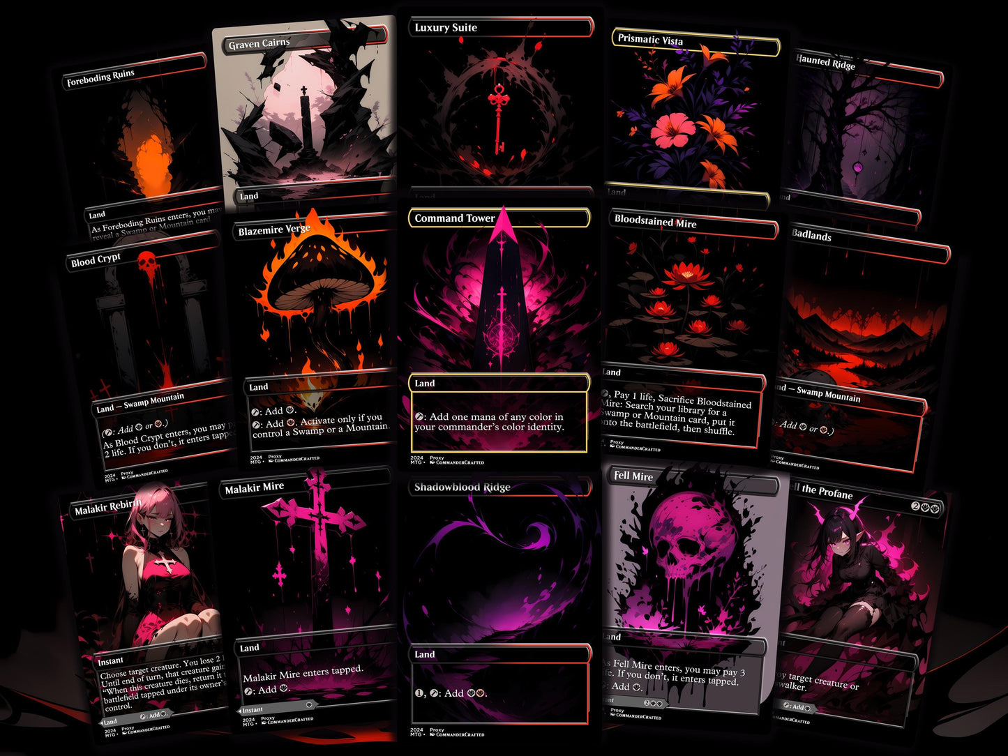 Burn Commander Deck The Lord of Pain Complete EDH Deck Proxy Deck