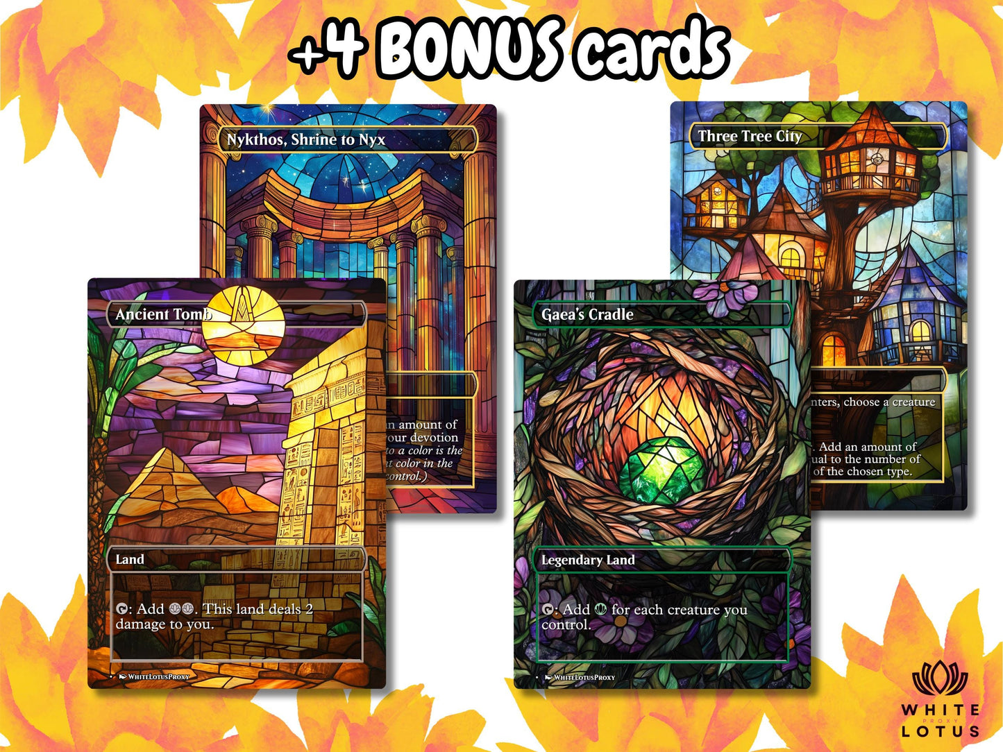 Mega EDH land pack (50+ cards) Stained Glass lands set of 50 unique borderless custom proxy lands High quality lands for EDH or cEDH