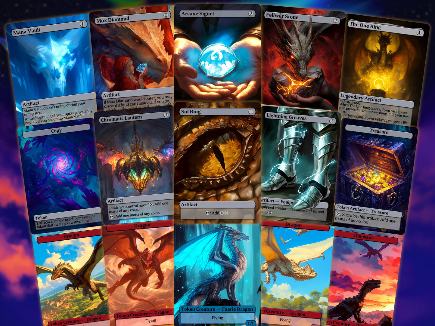 Dragon Tribal Commander Deck - Proxy - 4 Possible Commanders - 5 Colors - Tokens Included - Dragonstorm Upgrade Bundle - 110 card EDH Deck