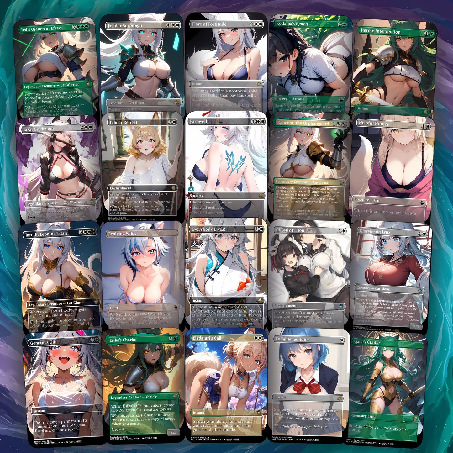 Arahbo, Roar of the World Anime Style Waifu Tribal Commander Deck Special Edition Custom Proxy Deck Art For EDH High Quality Cards 108 Cards