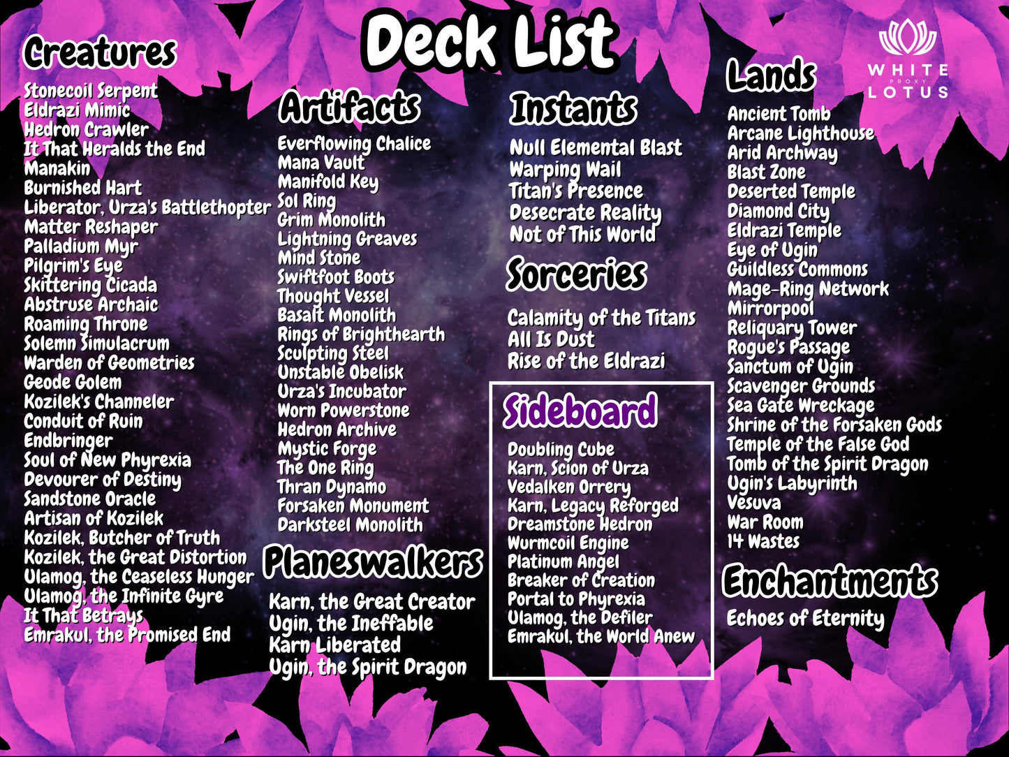 Zhulodok Eldrazi Anime Waifu Proxy Commander Deck Special Edition Custom EDH Deck English High Quality Cards