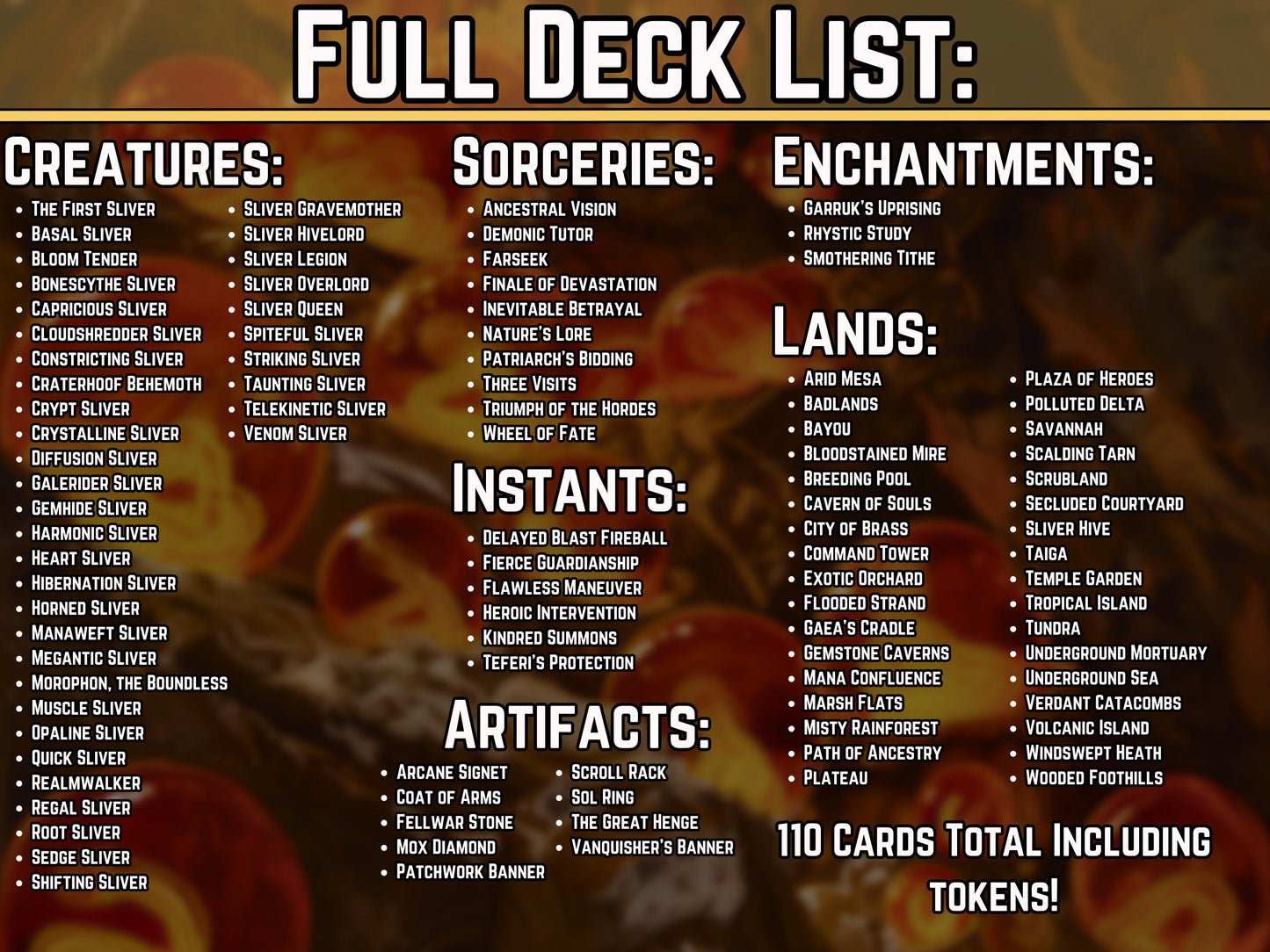 The First Sliver Custom Commander Deck - Proxy - Perfect Magic Gift - Tokens Included - Sliver Tribal Deck - Premium 110 card EDH Deck