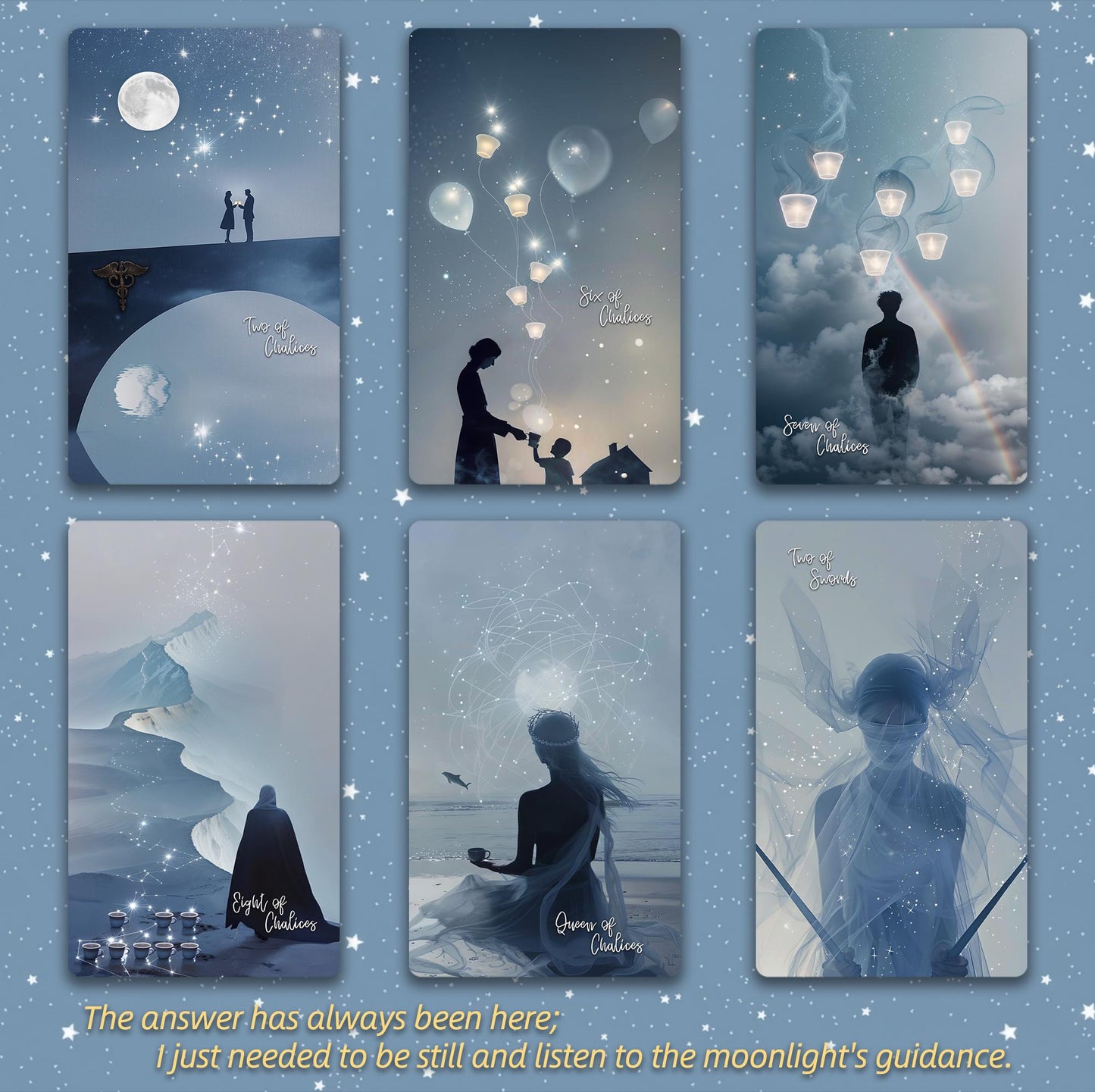 Moonlight Dream Tarot | 78 Tarot Cards Deck, 4 Extra Cards, for Beginner, Silver laser edge, Tarot Deck Gifts