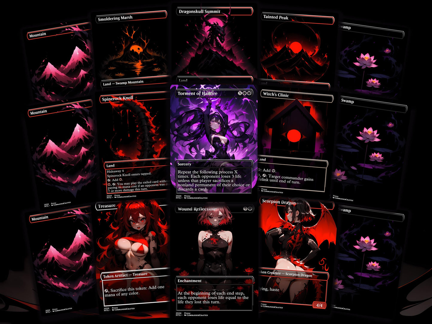 Burn Commander Deck The Lord of Pain Complete EDH Deck Proxy Deck